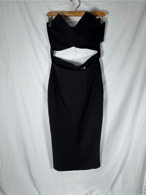 Ivory & Chain NWT Black Cutout Midi Sheath Dress Size 10 LC2503 Party